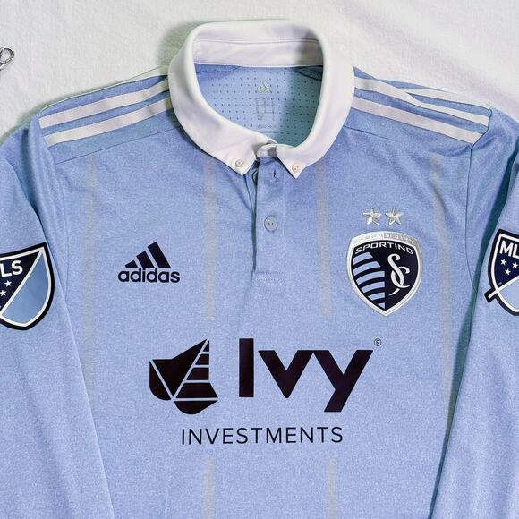 Sporting Kansas City Authentic Adidas 2017/2018 Home Jersey Long Sleeve - S - Picture 2 of 4